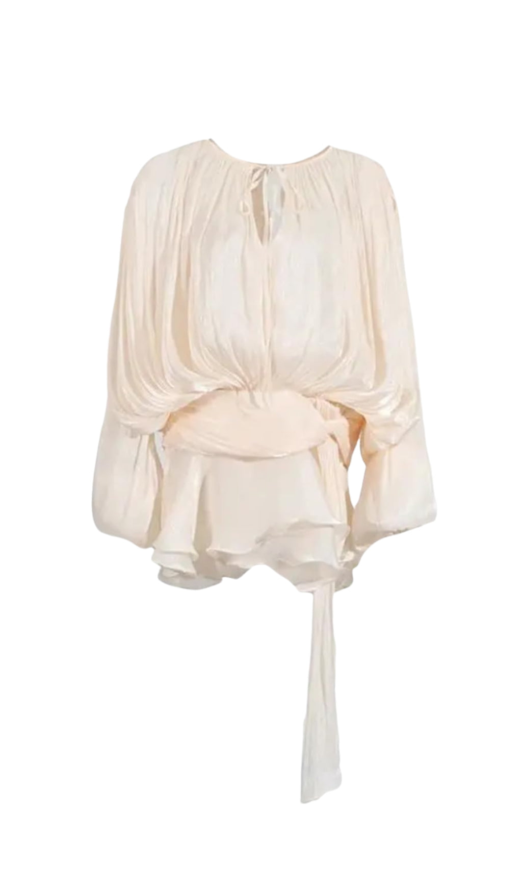 Hermosa – Minikleid mit Ballonärmeln und Rüschen in Aprikose