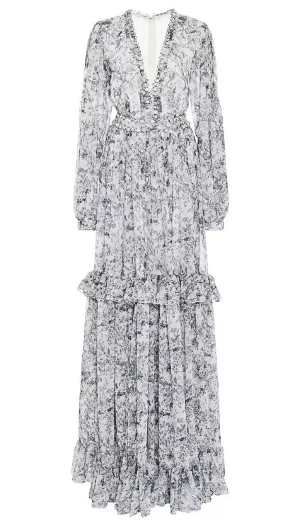 ELEGANT FLORAL V - NECK MAXI DRESS