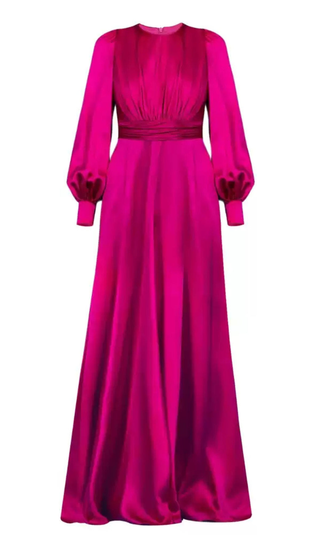 Rosarotes Satin-Maxikleid: Schmal geschnittenes, luxuriöses Abendkleid für Grace