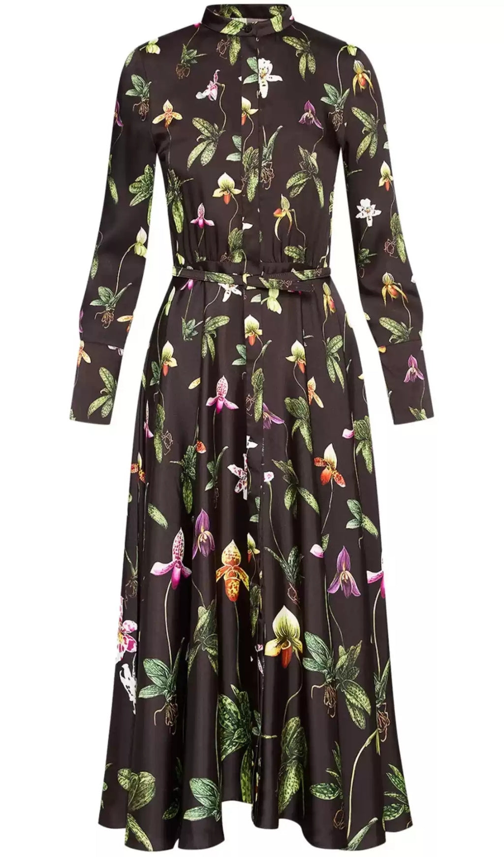 ABITO MIDI CON CINTURA E STAMPA FLOREALE