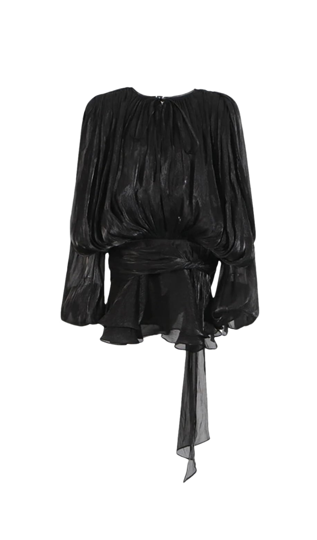 Hermosa – Schwarzes Minikleid mit Ballonärmeln und Rüschen