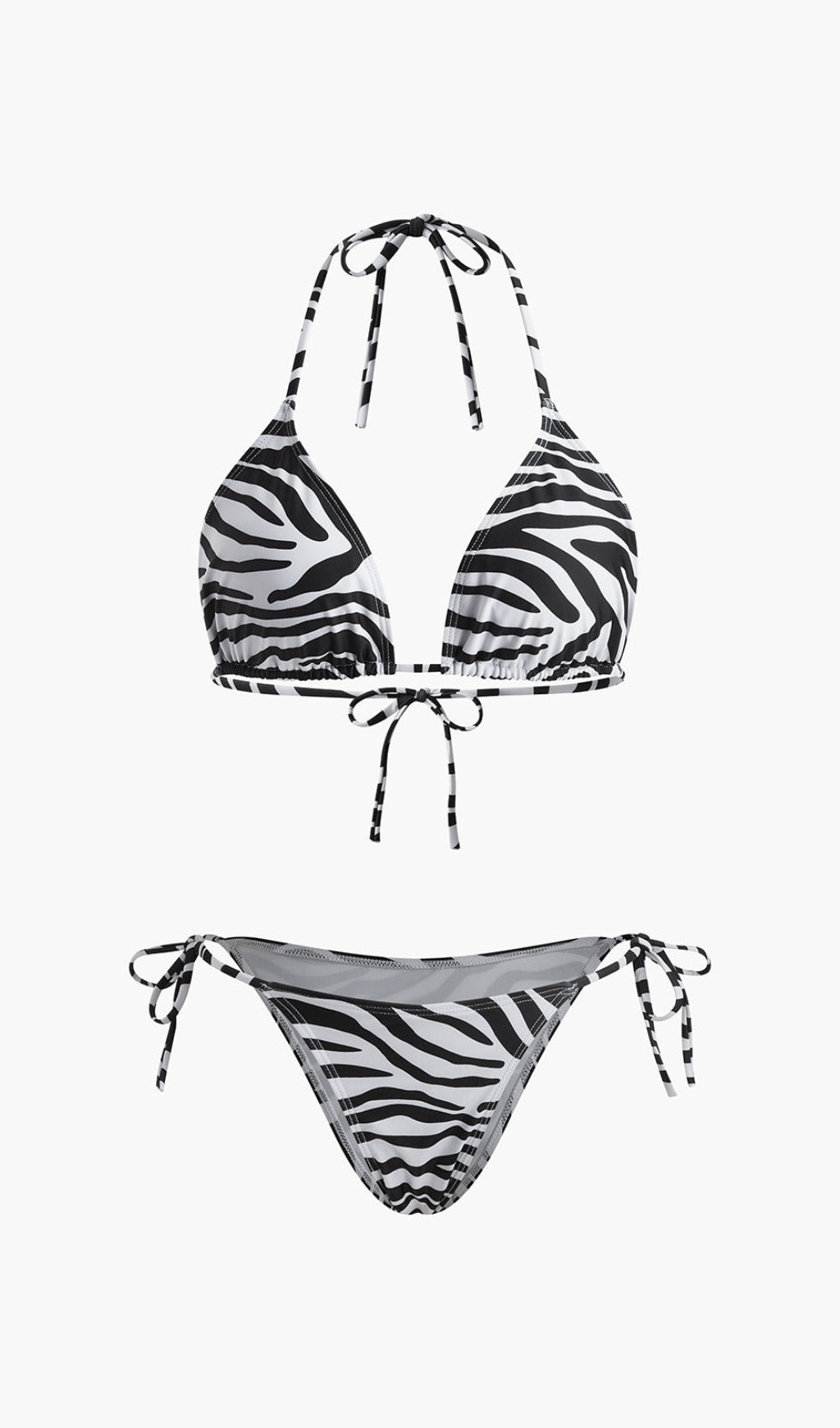 ZEBRA STRIPED TRIANGLE BIKINI SET
