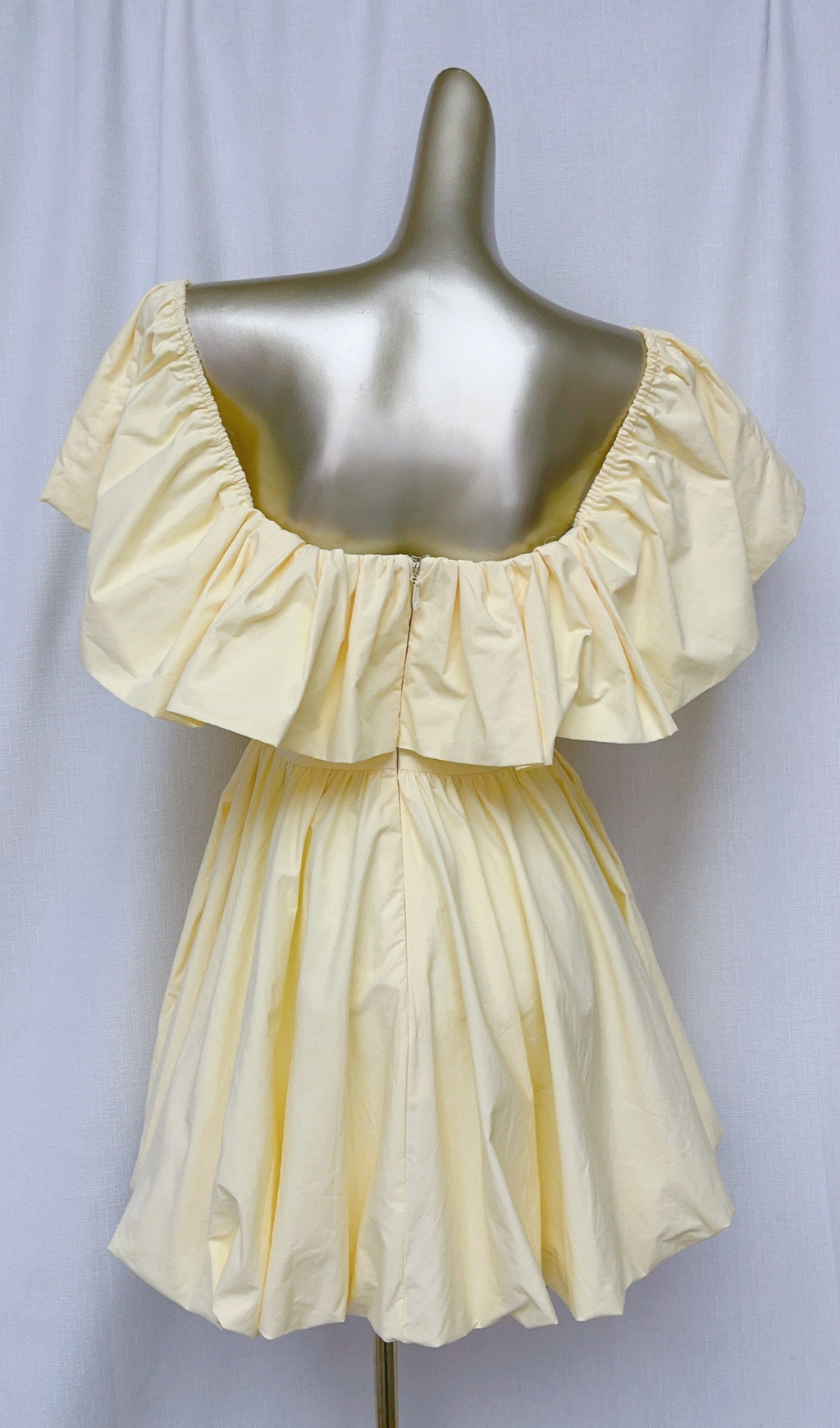 AIIZIE RUFFLE OFF-SHOULDER PUFFY MINI DRESS IN YELLOW - product image