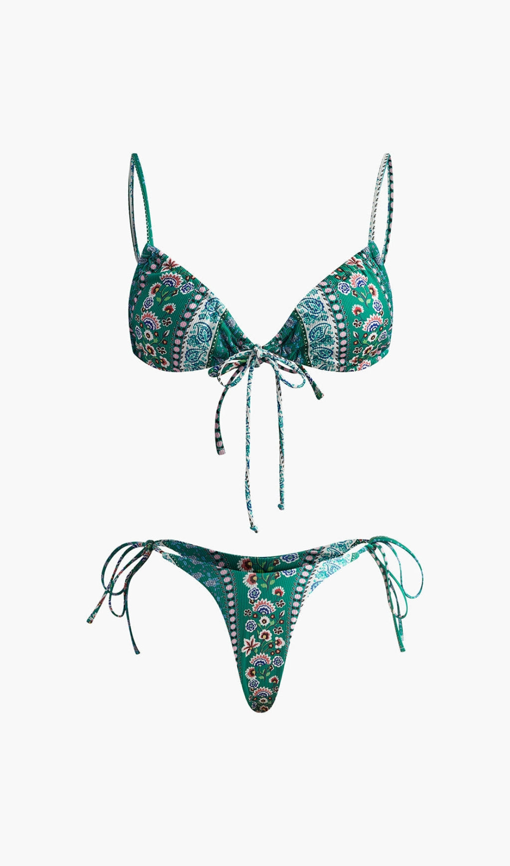 Bikini con lacci anteriori floreali