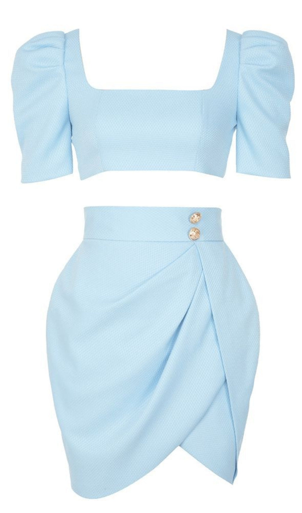 BLAUES VINTAGE-SET MIT QUADRATISCHEM HALS