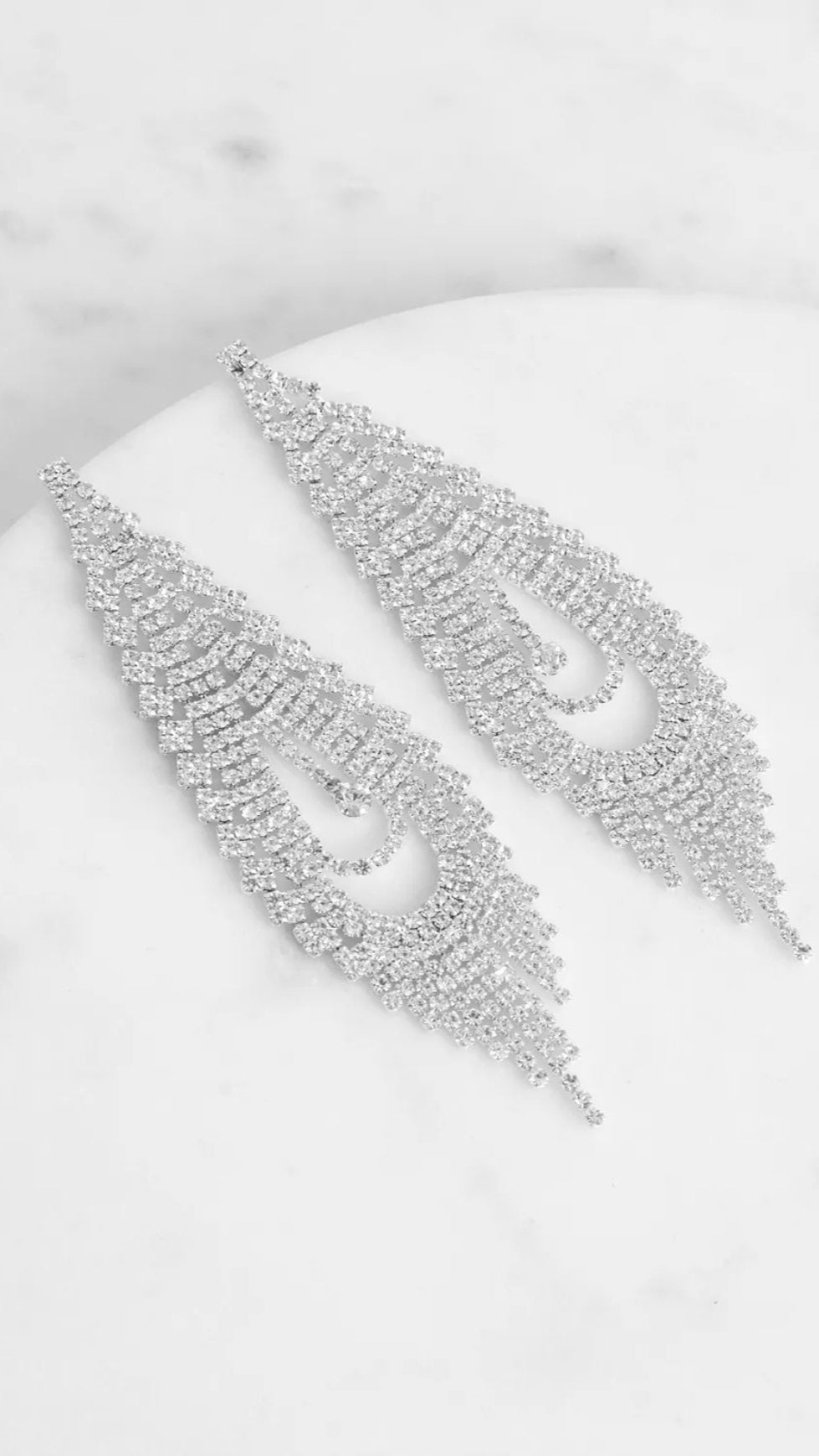 CAPTIVATE THEM RHINESTONE TEARDROP DUSTER EARRINGS