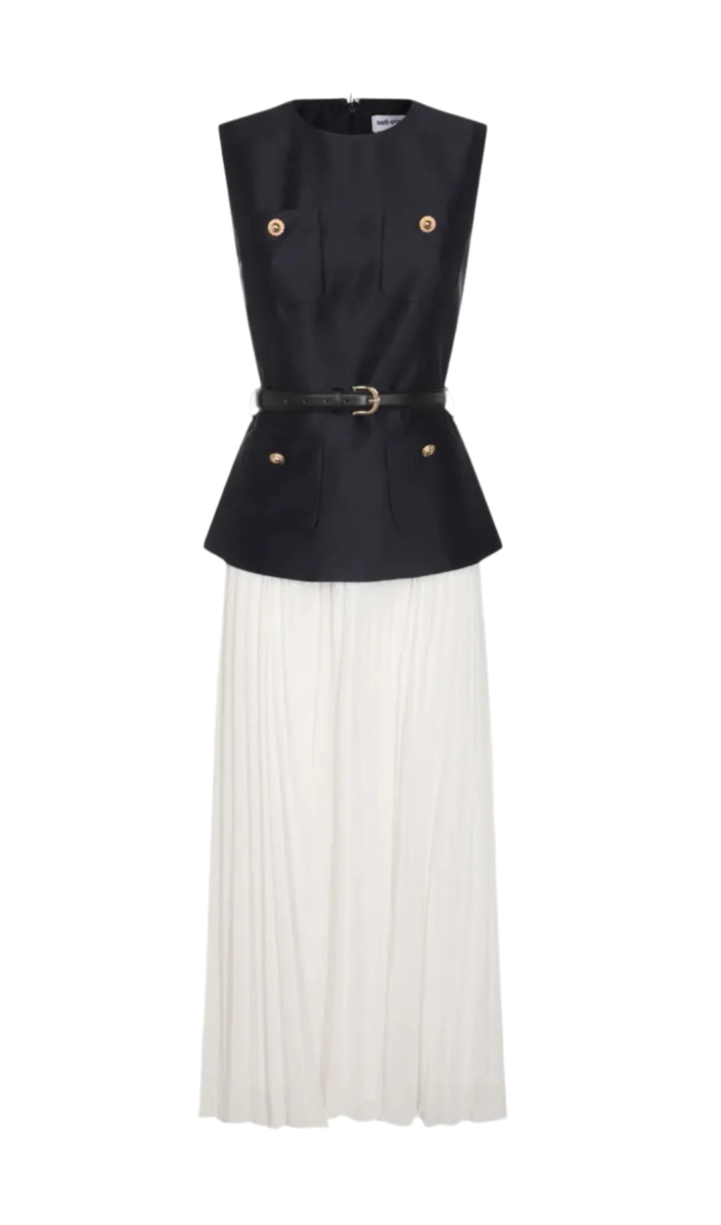 ABITO MIDI IN CHIFFON SENZA MANICHE CON CINTURA