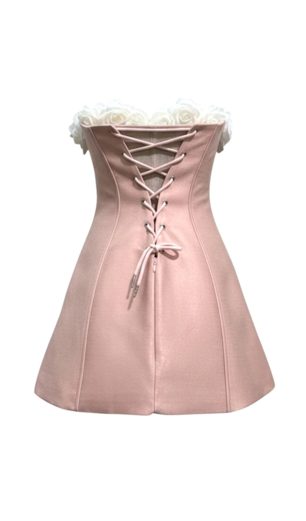 AIIZIE GLADYS STRAPLESS 3D FLORAL CORSET A-LINE DRESS IN PINK - product image
