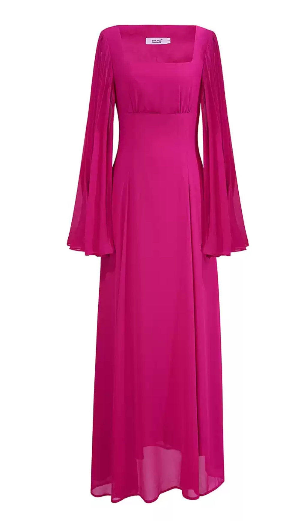 ELEGANT FUCHSIA MAXI DRESS WITH SHEER BELL SLEEVES