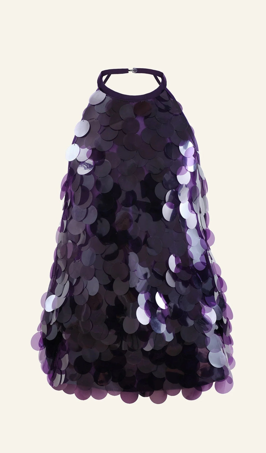 shirley sequin halter backless mini dress in purple