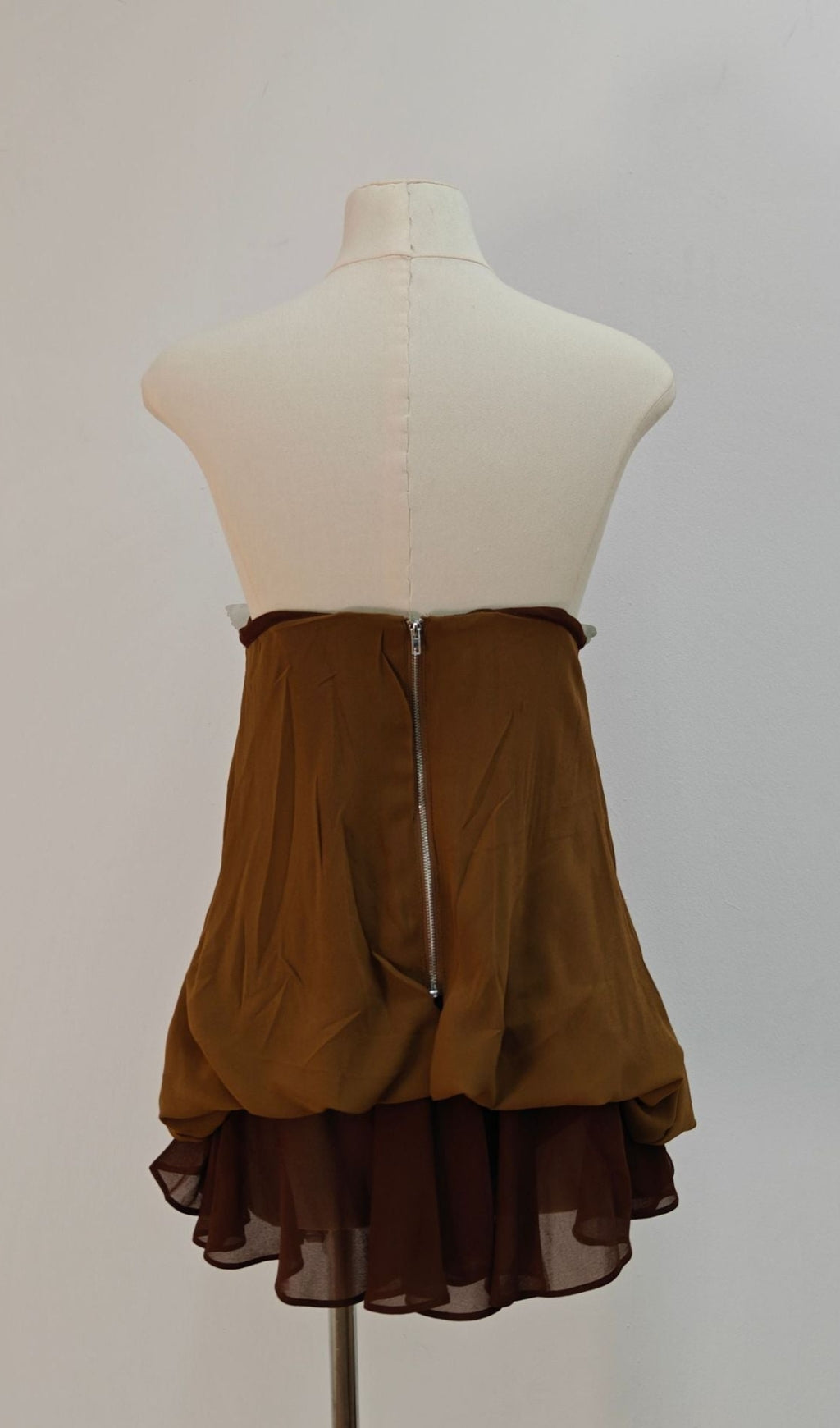 AIIZIE BROWN 3D BUTTERFLY FISHBONE TUNIC TOP MINI SKIRT SET - product image