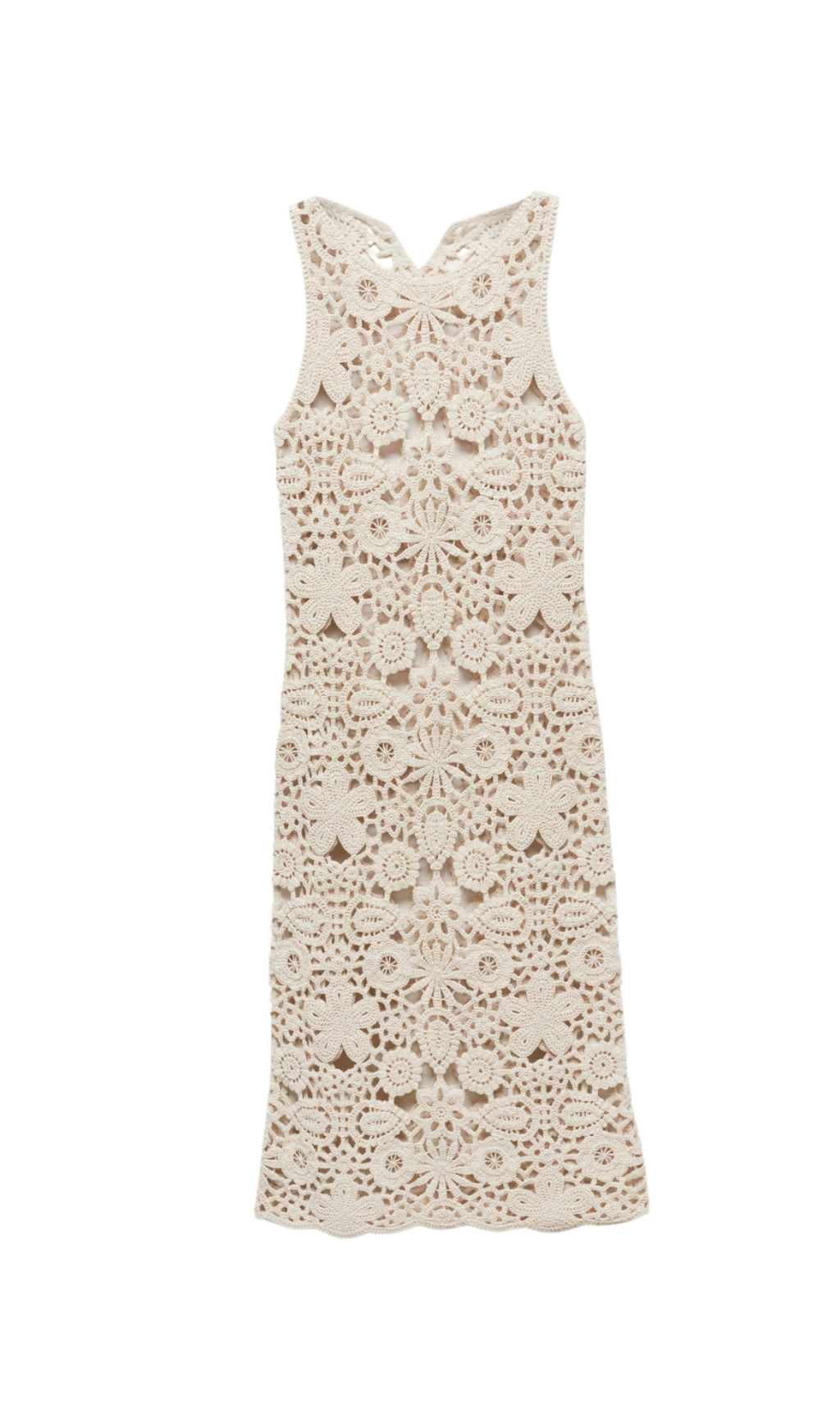 GEORGIA COTTON CROCHET MIDI DRESS IN APRICOT