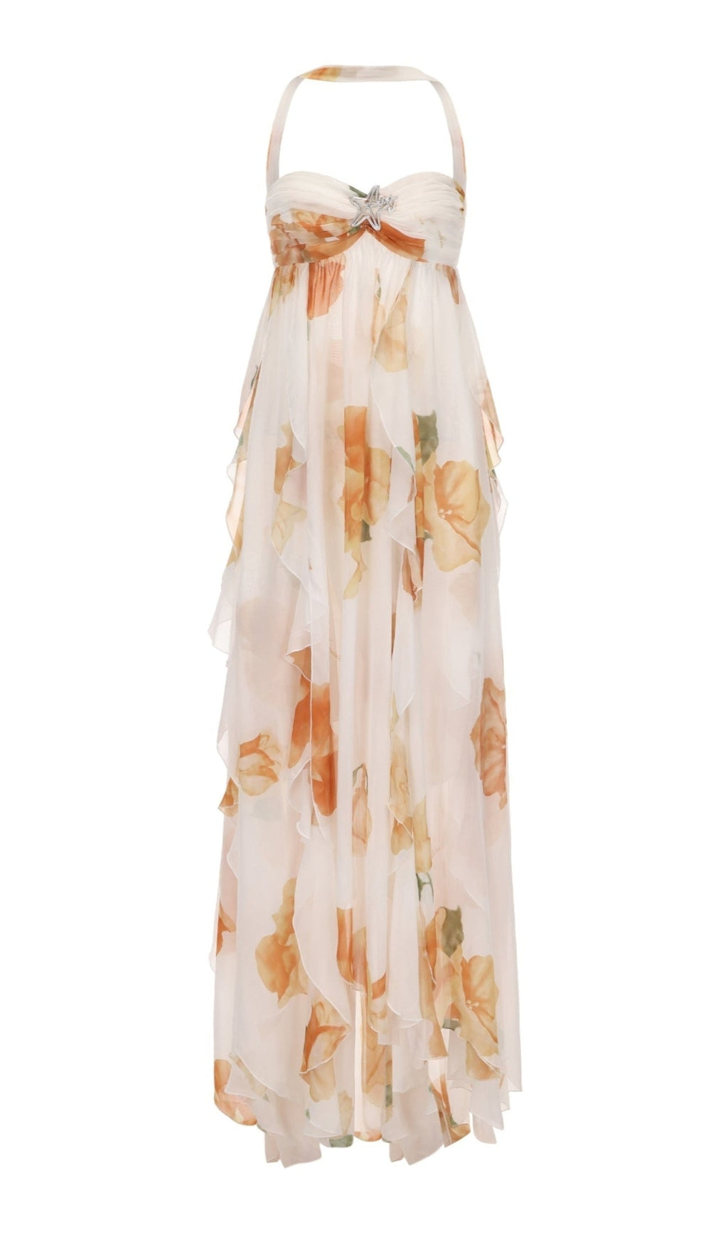 Joanna – Rückenfreies Maxikleid mit Blumenmuster und Schlitz