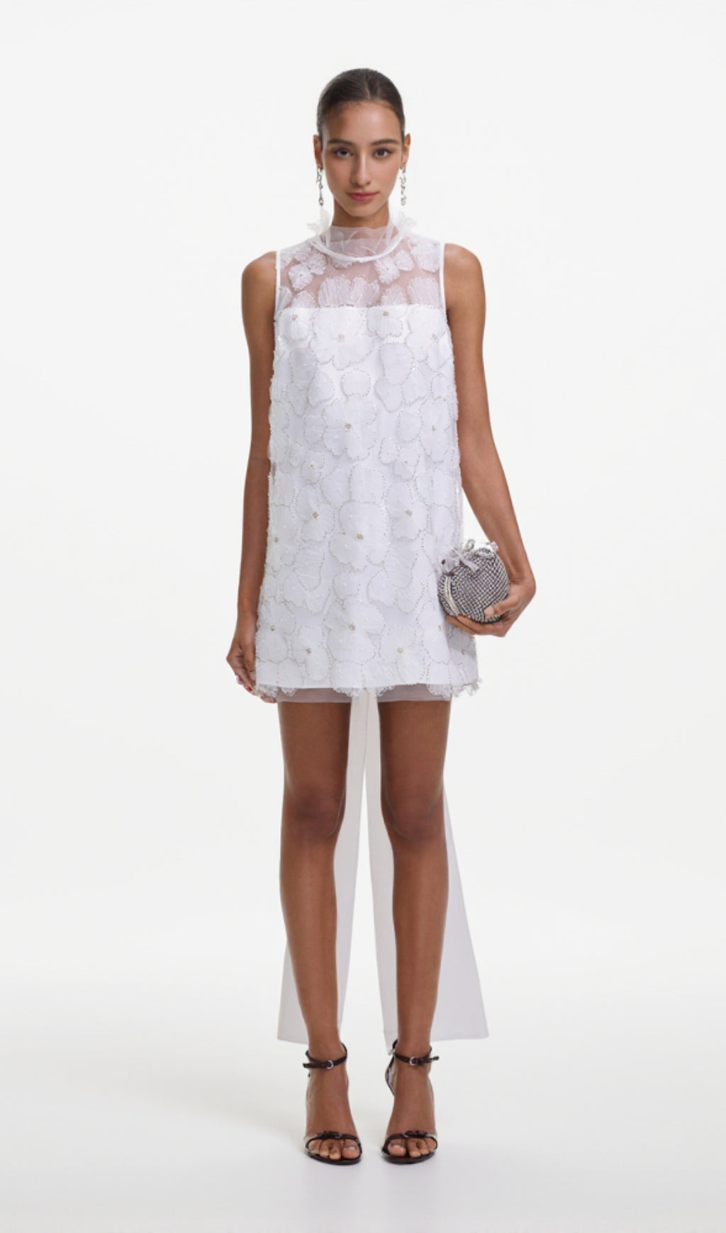 Minikleid aus Tüll mit Perlen