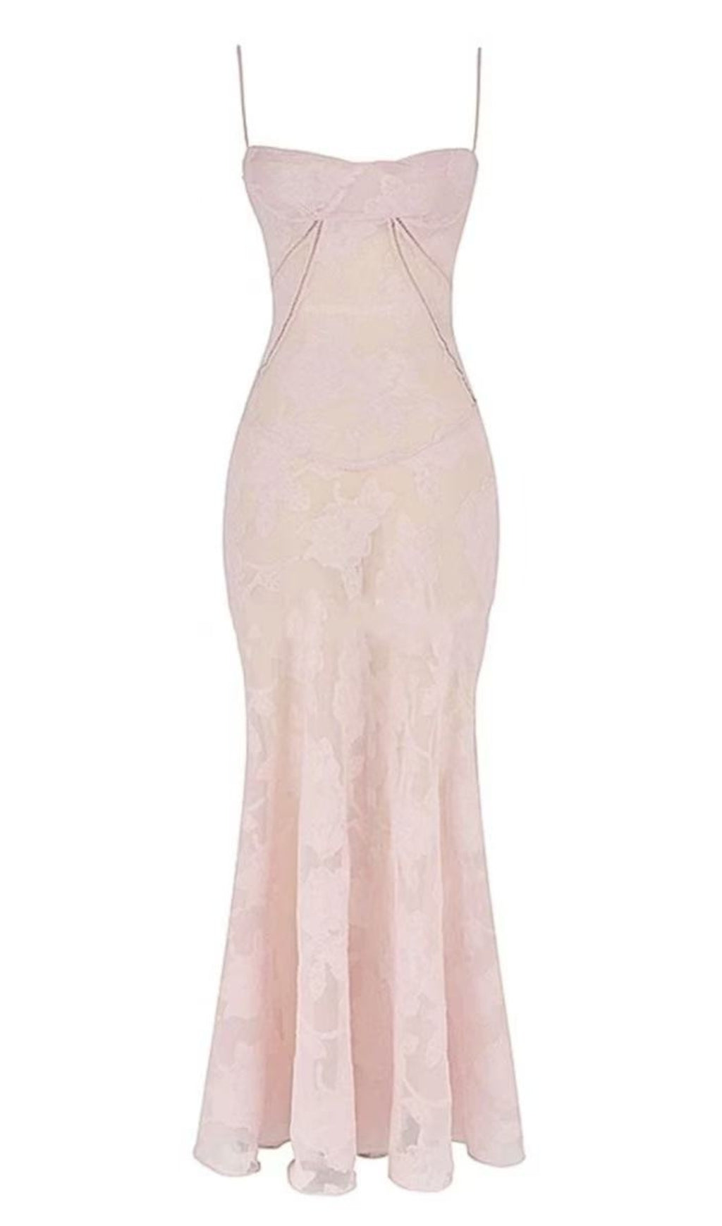 Sling-Maxikleid mit 3D-Blumenmuster in Rosa