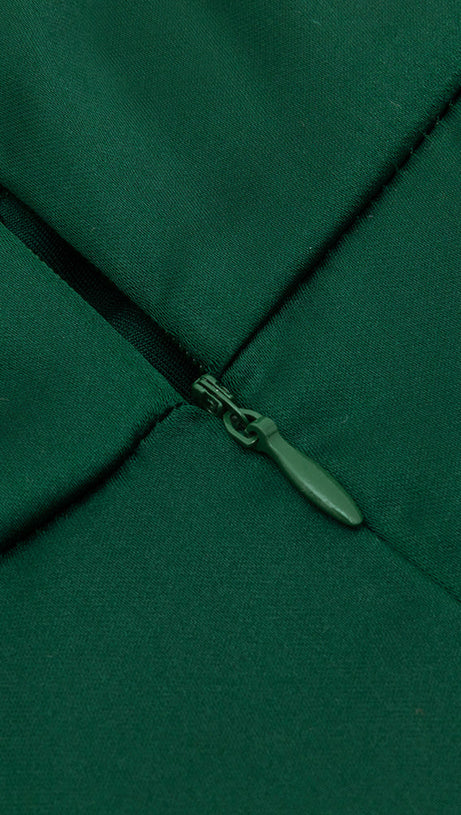 EMMA HALTER SLIT SATIN MERMAID MAXI DRESS IN GREEN