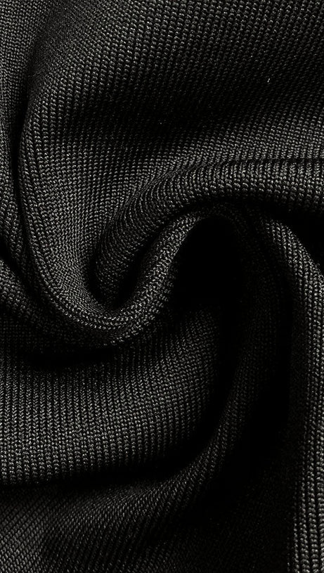 AMBER-EMBELLISHED BANDAGE GOWN IN BLACK