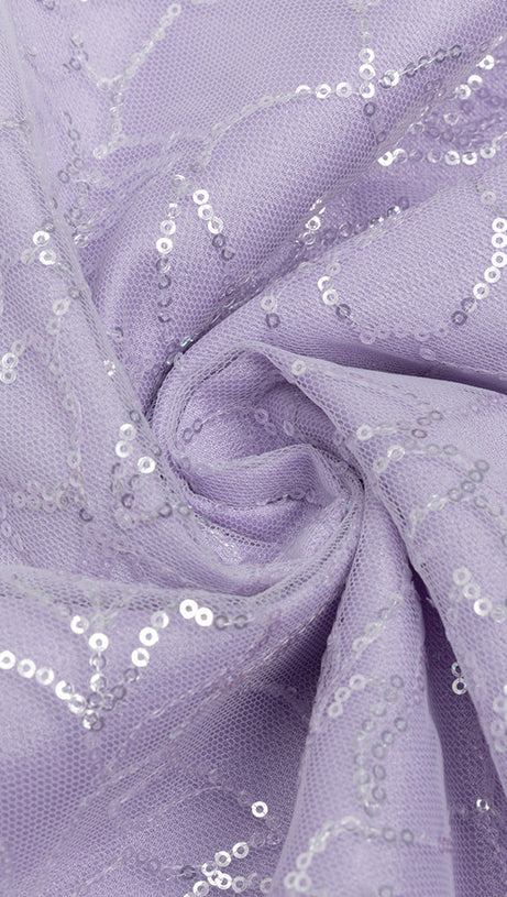 EMILY LILA MESH PATCHWORK PAILLETTEN TRÄGERLOSES MAXIKLEID