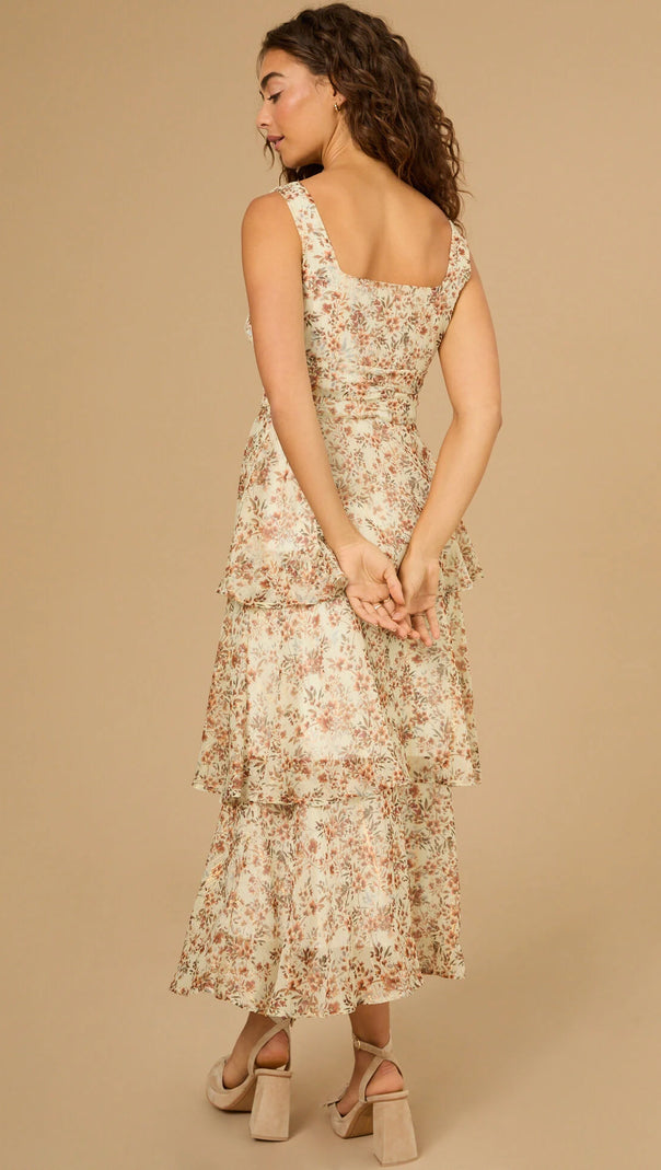 AIIZIE FLORAL MIDI DRESS IN IVORY-RUST - product image