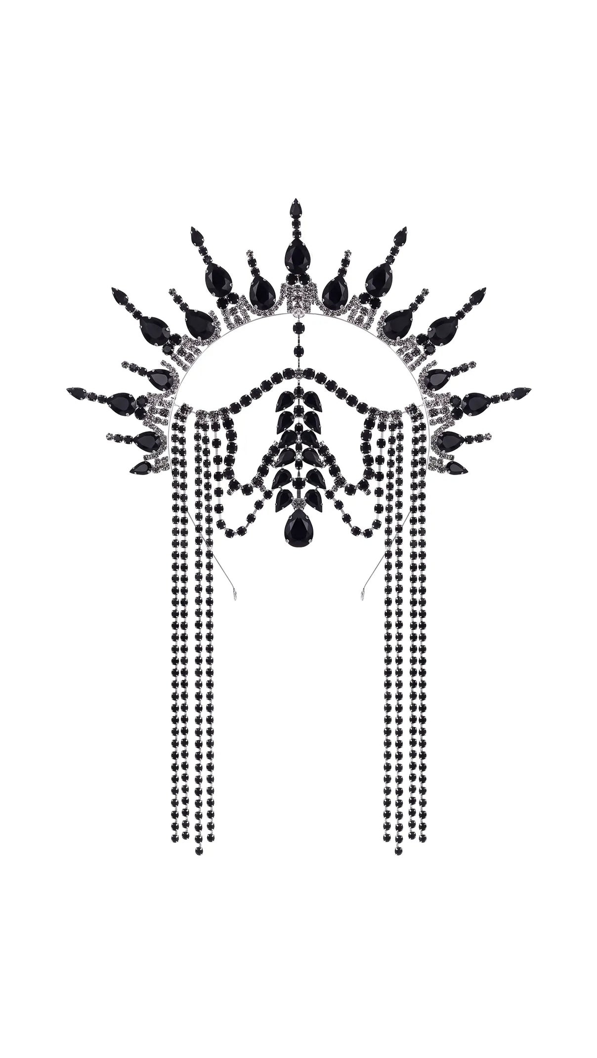 Peggie Gothic Spiked Halo Crown Tassel Headpiece
