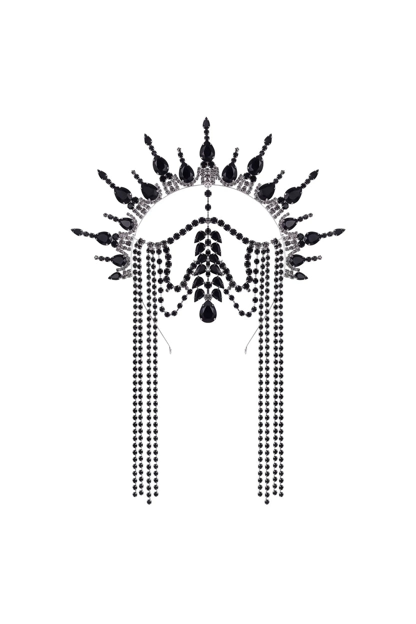 Peggie Gothic Spiked Halo Crown Tassel Headpiece