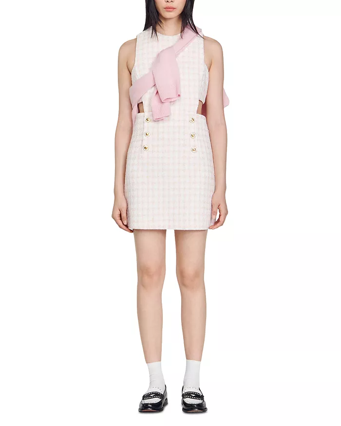 AIIZIE SLEEVELESS CUTOUT PINAFORE MINI DRESS IN LIGHT PINK - product image