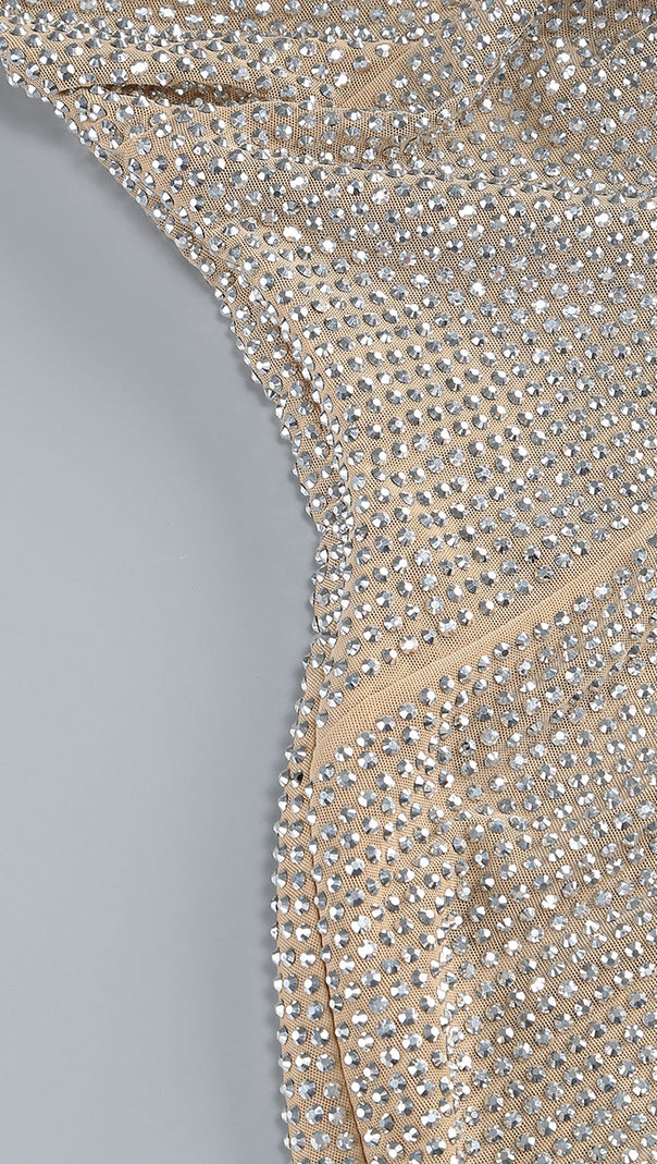 AIIZIE OFF-SHOULDER CRYSTAL-EMBELLISHED MINI DRESS IN SILVER - product image