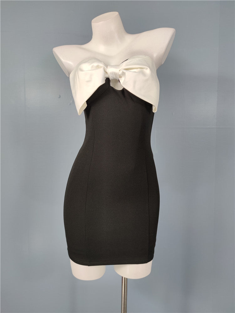 AIIZIE SATIN BOW BODYCON MINI DRESS - product image