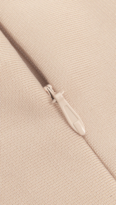 PENELOPE TULLE STRIPED EMBELLISH STRAPLESS APRICOT  MIDI DRESS