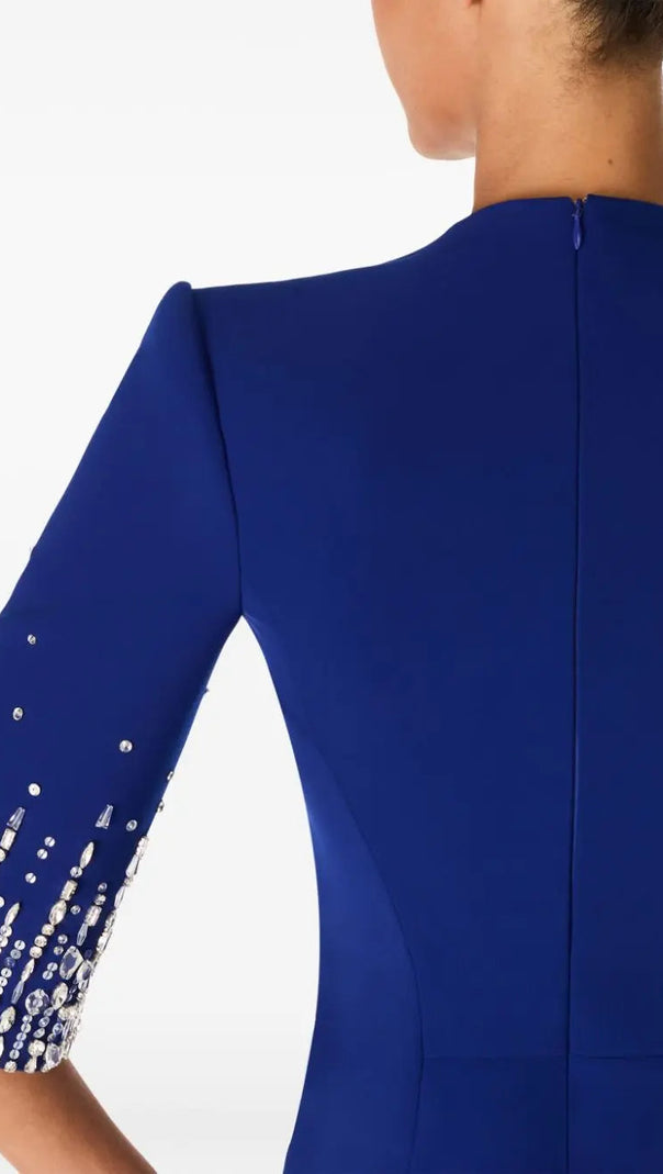 AIIZIE BIELA V-NECK CRYSTAL-EMBELLISHED MIDI DRESS IN BLUE - product image