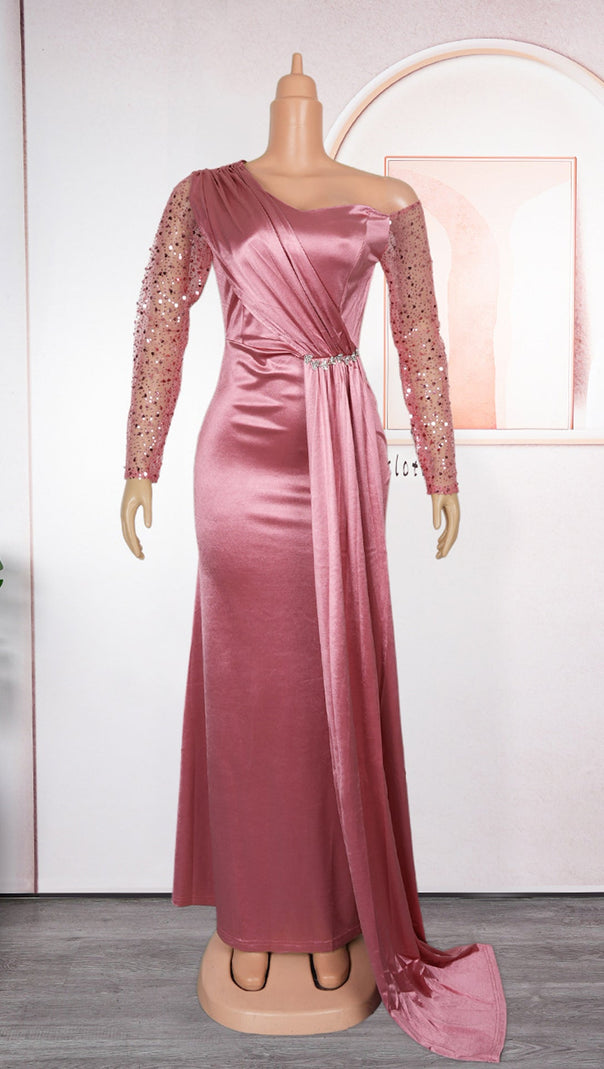 AIIZIE NOELIA LONG SLEEVE RUCHED MAXI DRESS - product image