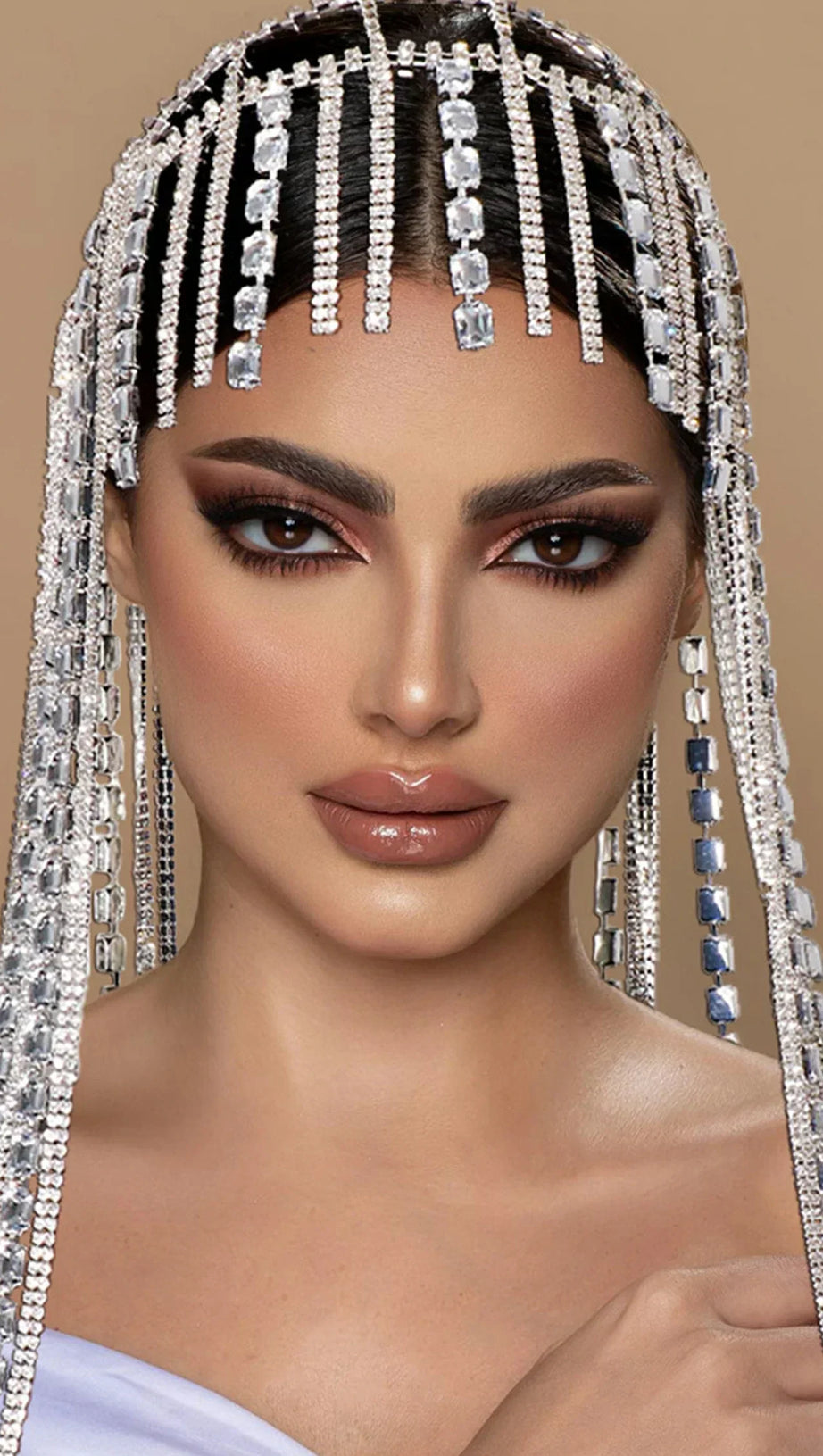 CERCHIETTO PER CAPELLI CON FRANGE DI CRISTALLI E DIAMANTI BRINY