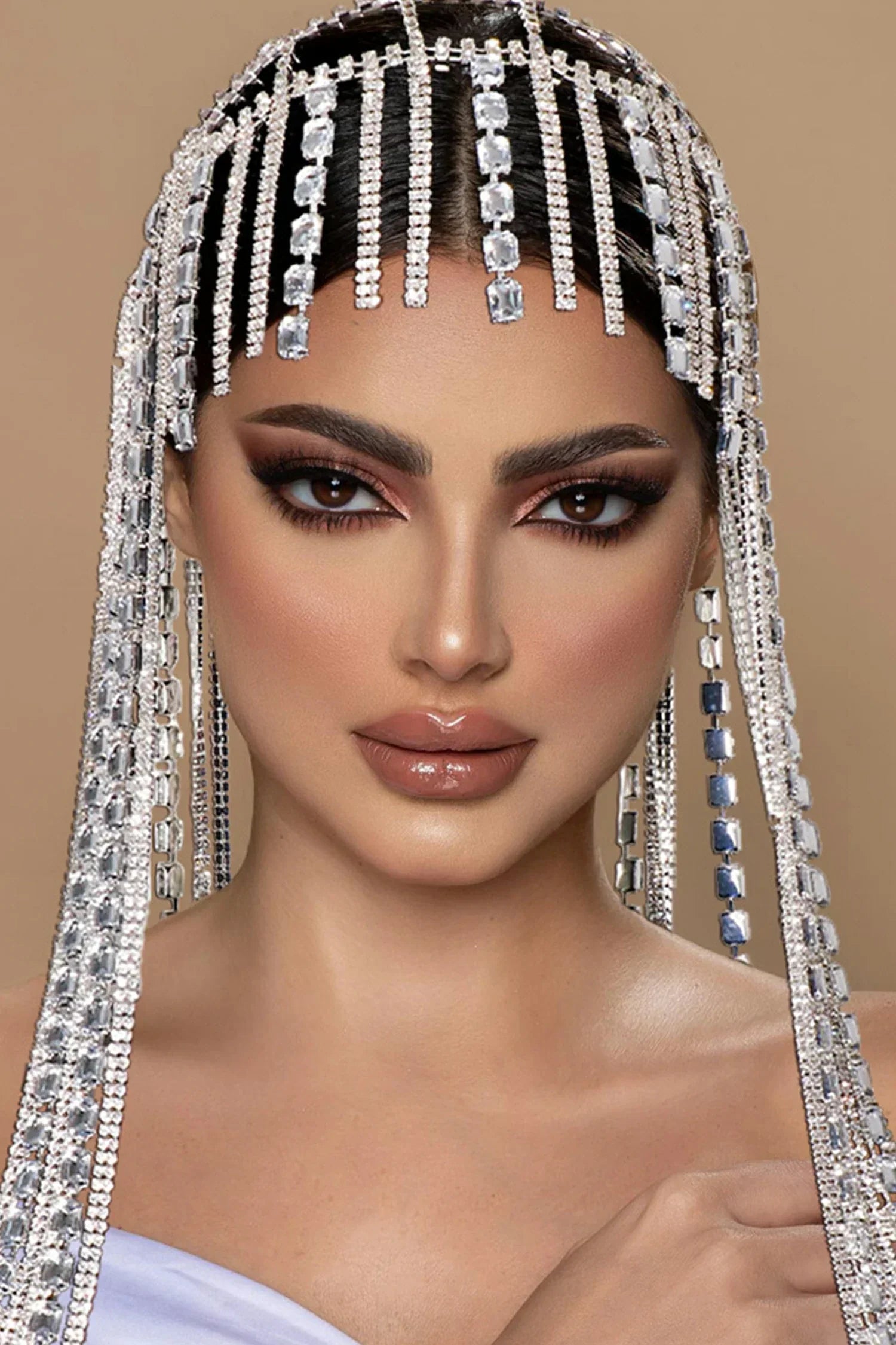 CERCHIETTO PER CAPELLI CON FRANGE DI CRISTALLI E DIAMANTI BRINY