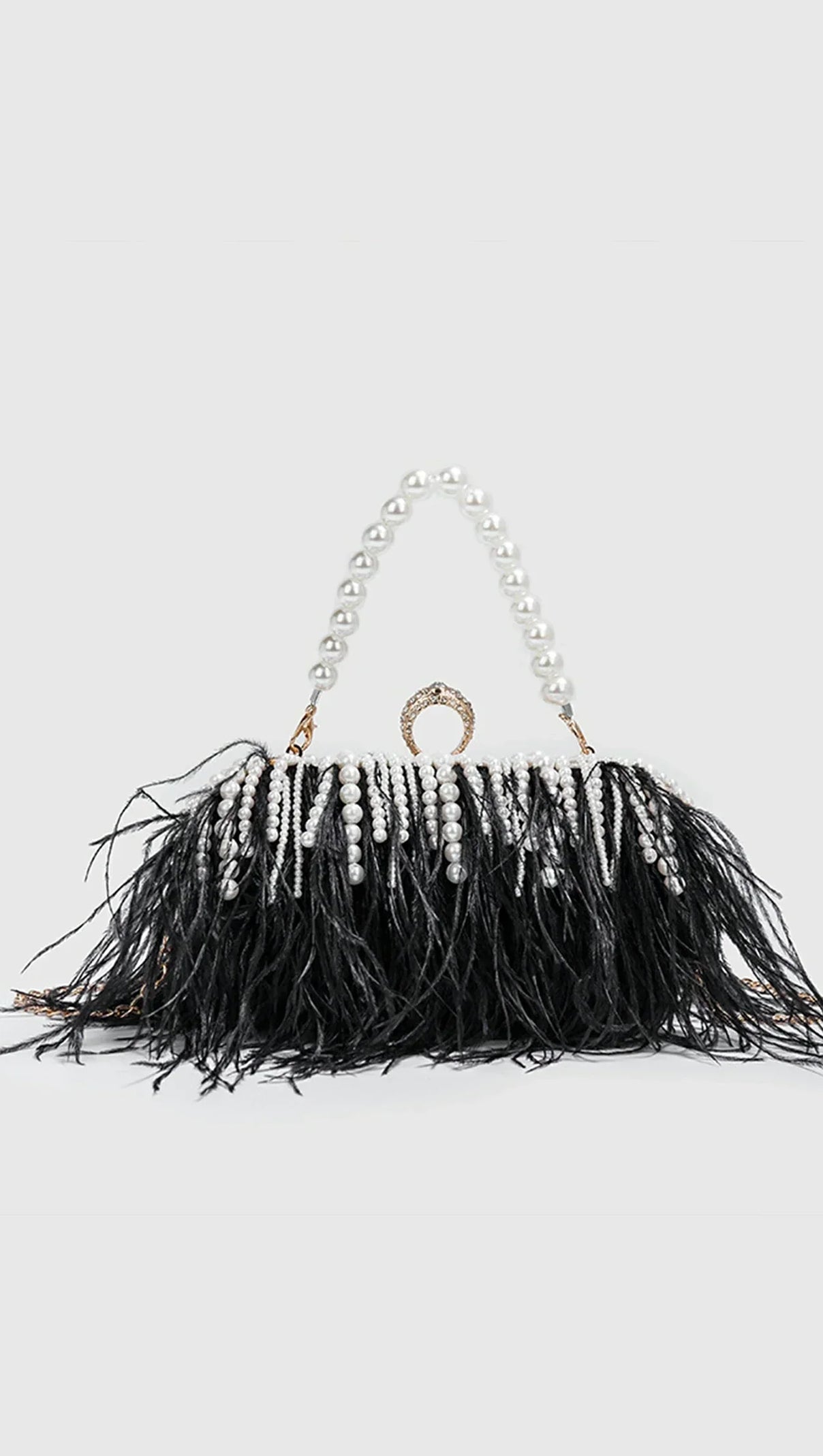 AIIZIE DALIANA PEARL FRINGE FEATHER HANDBAG - product image