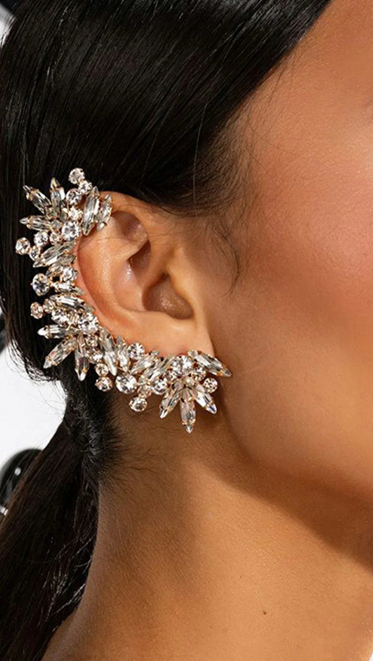 AIIZIE DANETTA FLORAL RHINESTONE EAR CLIPS - product image
