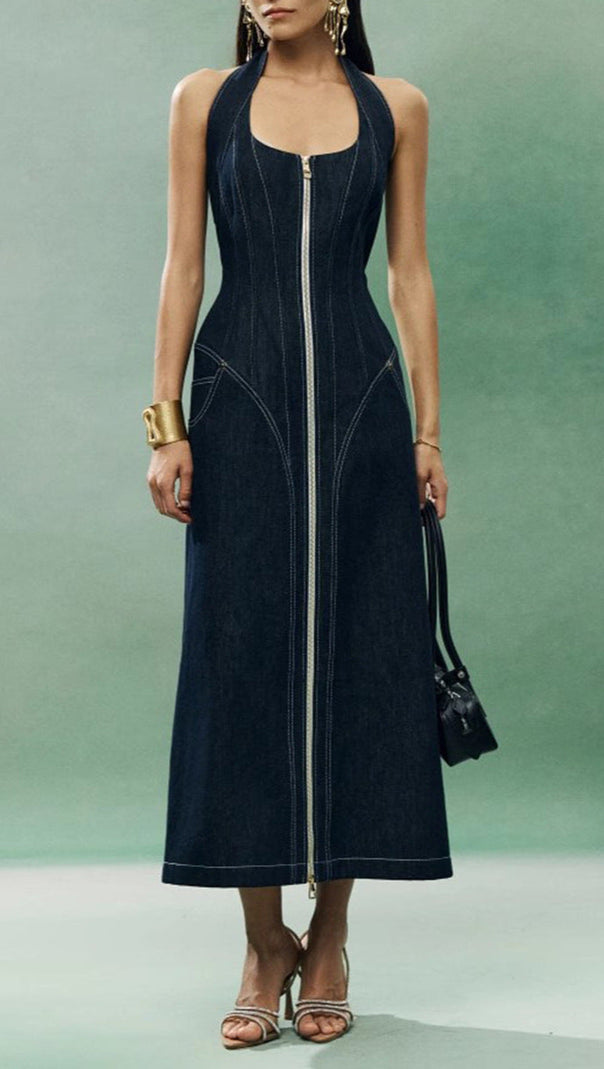 AIIZIE DENIM PATCHWORK LONG DRESS - product image