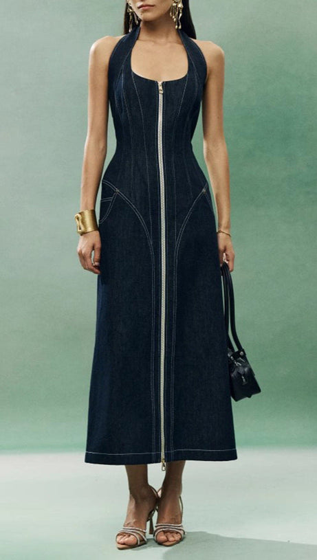 DENIM PATCHWORK LONG DRESS