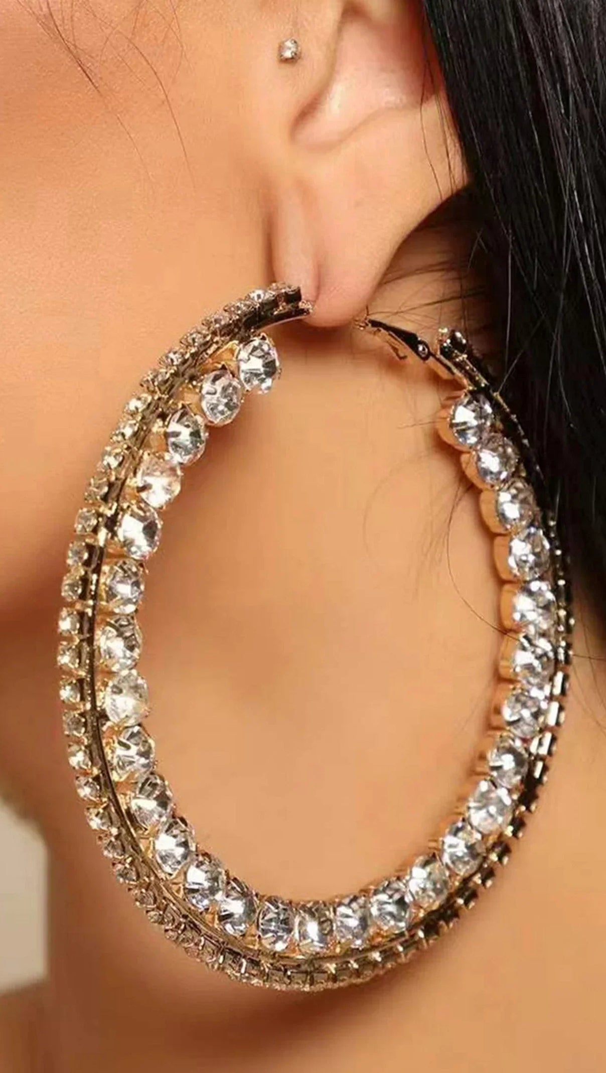 AIIZIE ANNELLA HOOP DIAMOND EARRINGS - product image