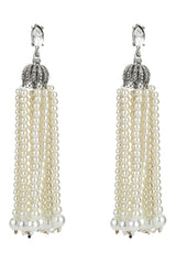 Danessa Tassel Pearl Diamond Earrings