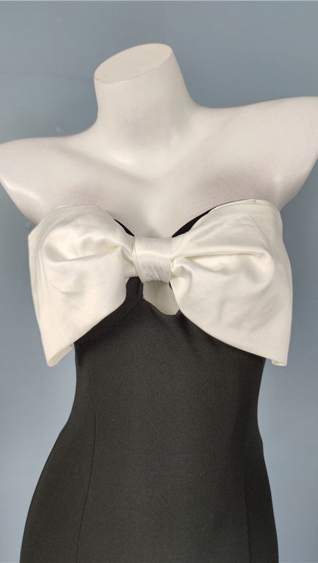 SATIN BOW BODYCON MINI DRESS