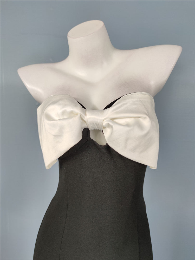 AIIZIE SATIN BOW BODYCON MINI DRESS - product image