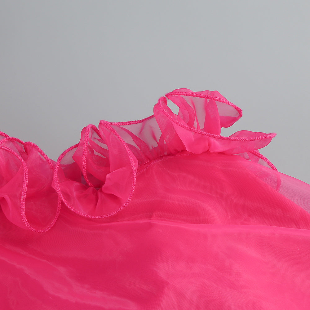 AIIZIE HOT PINK ORGANZA RUFFLED HALTER MINI DRESS - product image