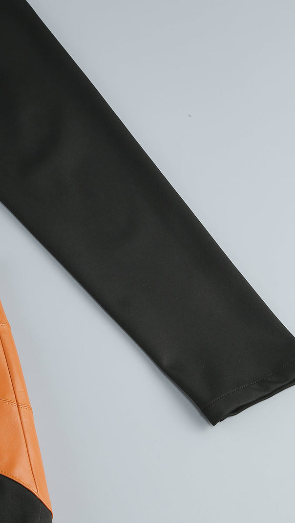 AIIZIE ASHLEY BLACK MAXI DRESS WITH OPEN BACK AND LEATHER PANE - product image