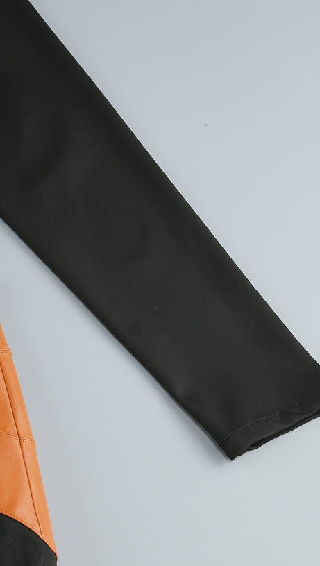 ASHLEY BLACK MAXI DRESS WITH OPEN BACK AND LEATHER PANE