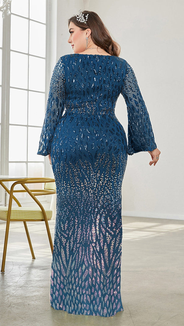 AIIZIE BELLATRIX LONG SLEEVE DEEP-V MAXI DRESS - product image