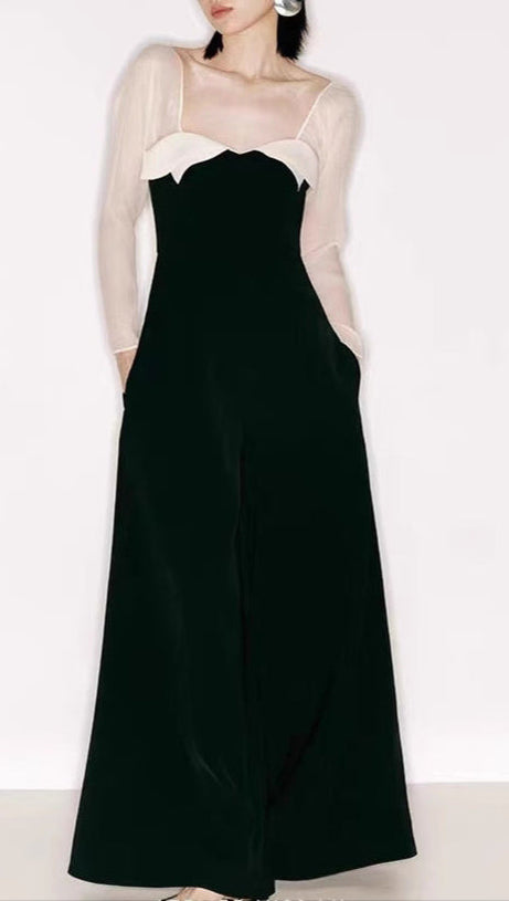 JENNY TULLE SLEEVE SQUARE NECK MAXI DRESS IN BLACK