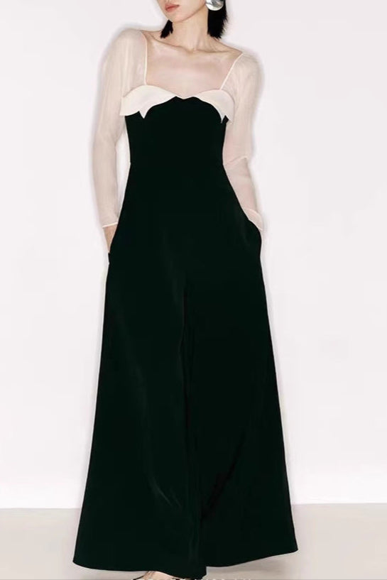 AIIZIE JENNY TULLE SLEEVE SQUARE NECK MAXI DRESS IN BLACK - product image
