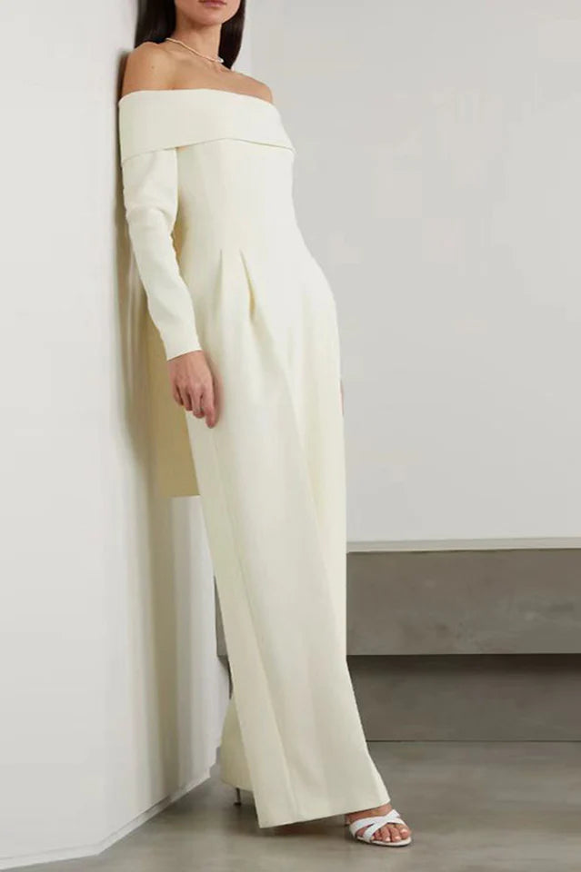 DOMINIC OFF-THE-SHOULDER CREPE JUMPSUIT IN IVORY