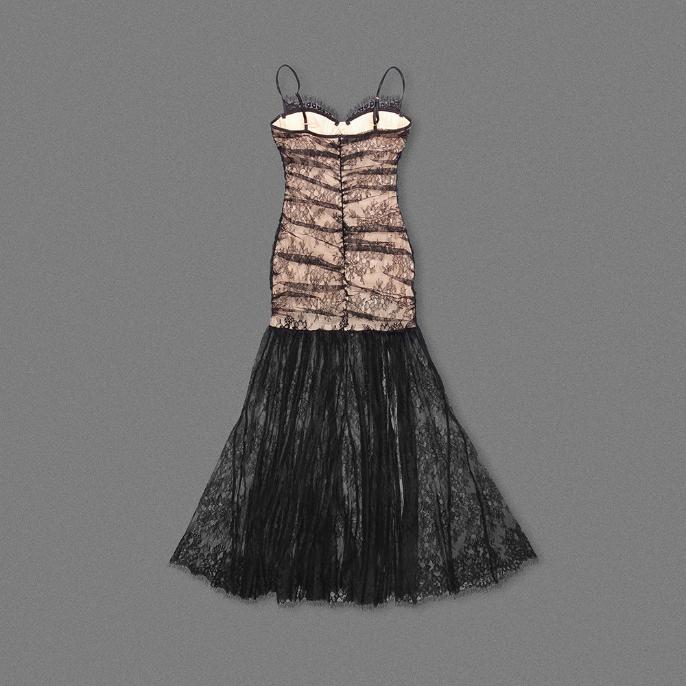 AIIZIE FLORAL PRINT LACE MAXI DRESS IN BLACK - product image