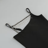 Rhinestone Metal Chain Tassel Bandage Dress